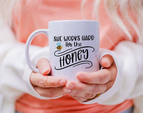 Bee Quotes SVG Bundle, 6 Designs, Bee Kind SVG, Bee Happy SVG, Farm Fresh Honey SVG, She Works Hard For The Honey SVG SVG HappyDesignStudio 