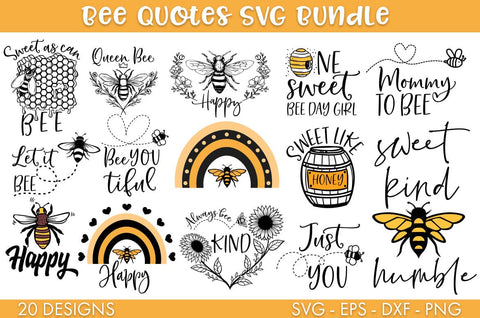 Bee Quotes SVG Bundle Cut file PNG SVG Freeling Design House 