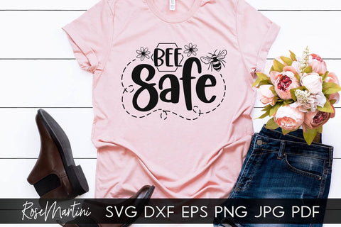 Bee Safe SVG file for cutting machines - Cricut Silhouette, Sublimation Design Bee Pun SVG Be Safe cutting file Buzz Bumble Bee cut file SVG RoseMartiniDesigns 