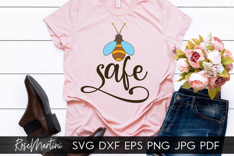 Bee Safe SVG file for cutting machines - Cricut Silhouette, Sublimation Design Bee Pun SVG Be Safe cutting file Buzz Bumble Bee cut file SVG RoseMartiniDesigns 