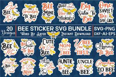 Bee Sticker SVG Bundle Sticker SVG SVGs,Quotes and Sayings,Food & Drink,On Sale, Print & Cut SVG DesignPlante 503 