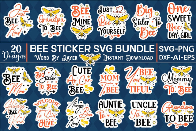 Bee Sticker SVG Bundle Sticker SVG SVGs,Quotes and Sayings,Food & Drink,On Sale, Print & Cut SVG DesignPlante 503 