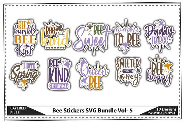 Bee Stickers SVG Bundle Vol- 5 SVG shah alam 