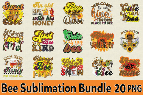 Bee Sublimation Design bundle Sublimation SVGArt 