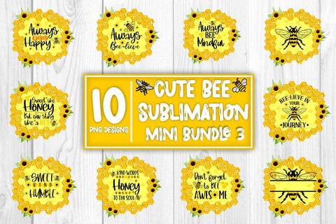 Bee Sublimation Mini Bundle Cute Bee Honey Bee Sublimation Sublimation Whistlepig Designs 