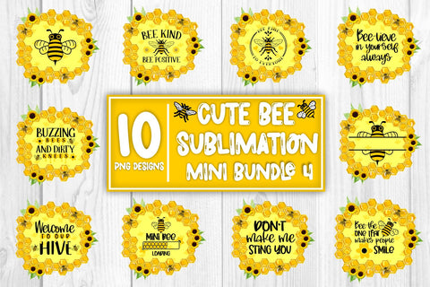 Bee Sublimation Mini Bundle Cute Bee Sublimation Honey Bee Sublimation Sublimation Whistlepig Designs 