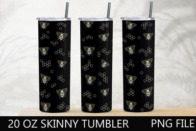 Bee sublimation tumbler wrap, 20 oz skinny tumbler design with bee Sublimation AnastasiyaArtDesign 