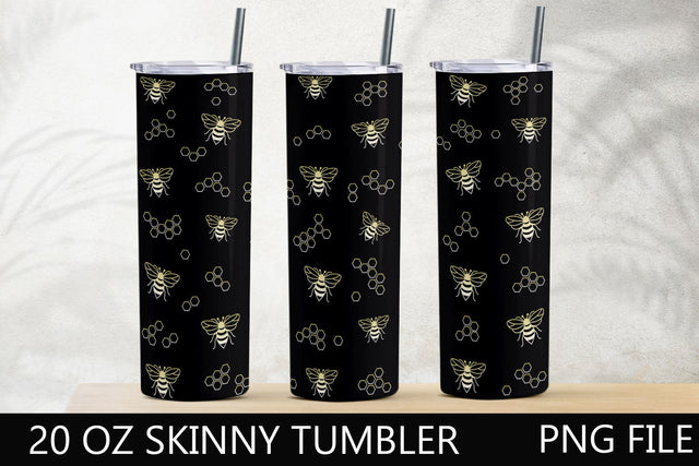 Bee sublimation tumbler wrap, 20 oz skinny tumbler design with bee Sublimation AnastasiyaArtDesign 