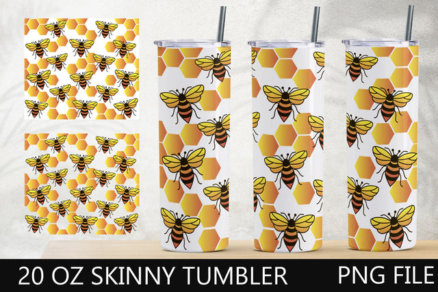 Bee sublimation tumbler wrap png, 20oz skinny tumbler wrap design Sublimation AnastasiyaArtDesign 