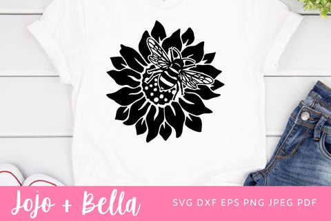 Bee Sunflower SVG, Bee Round Digital Designs, Bumblebee Digital Designs, Bee Rounds, Bee SVG, Bumblebee SVG SVG Jojo&Bella 