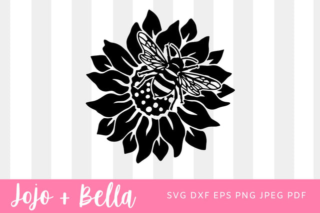 Bee Sunflower SVG, Bee Round Digital Designs, Bumblebee Digital Designs, Bee Rounds, Bee SVG, Bumblebee SVG SVG Jojo&Bella 