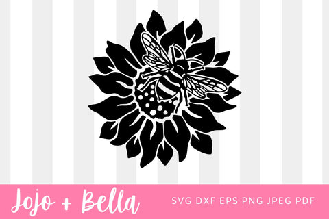 Bee Sunflower SVG, Bee Round Digital Designs, Bumblebee Digital Designs, Bee Rounds, Bee SVG, Bumblebee SVG SVG Jojo&Bella 