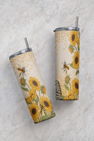 Bee Sunflower Tumbler, Bee Gifts, Bee Tumbler With Straw, Bee Gifts For  Women, Bee Cup For Women, Bee Lover Gift - So Fontsy