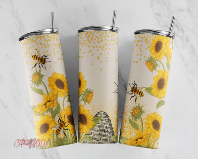 Bee Sunflower Tumbler, Bee Gifts, Bee Tumbler With Straw, Bee Gifts For Women, Bee Cup For Women, Bee Lover Gift Sublimation CaldwellArt 