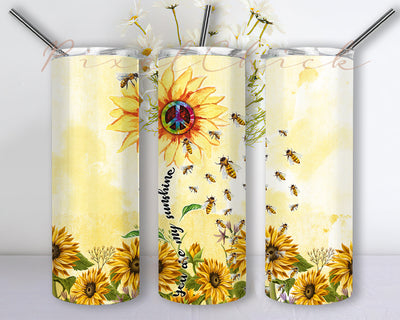 Bee Sunflower You are My Sunshine Sublimation Designs Downloads - Bee Sunflower Skinny Tumbler 20oz Design - Sunflower Tumbler - Sunflower Travel Mug PNG Sublimation PixelChick 