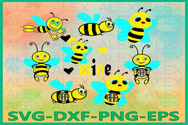 Bee Svg, Bee Monogram Frames SVG AlexSVGStudio 