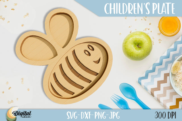 Bee SVG. Children's Plate Laser Cut. 3D Funny Design. SVG Evgenyia Guschina 