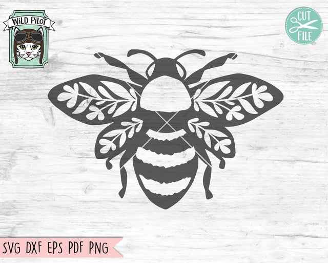 Bee SVG Cut File, Bee Laurel Leaves SVG, Honey Bee SVG, Bumble Bee svg, Bee Cut File, Save the Bees, Bee Happy, Bee Kind, Insect svg file SVG Wild Pilot 