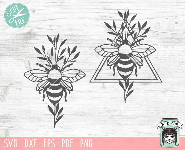 Bee SVG Cut File, Bee Laurel Leaves SVG, Honey Bee SVG, Bumble Bee svg, Bee Cut File, Save the Bees, Bee Happy, Bee Kind, Insect svg file SVG Wild Pilot 