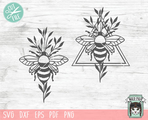 Bee SVG Cut File, Bee Laurel Leaves SVG, Honey Bee SVG, Bumble Bee svg, Bee Cut File, Save the Bees, Bee Happy, Bee Kind, Insect svg file SVG Wild Pilot 