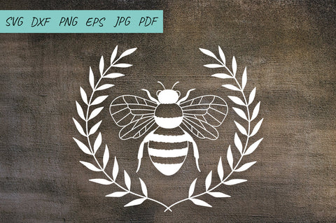 Bee SVG, Honey Bee SVG, Floral Bee SVG, Bee laurel wreath SVG Irina Ostapenko 