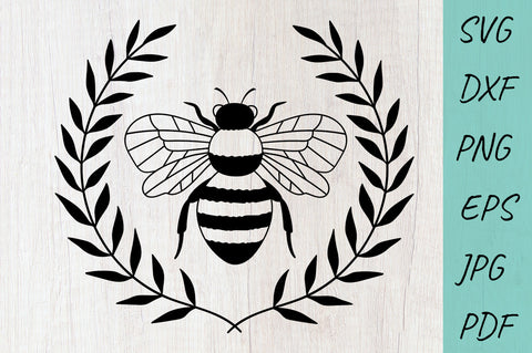 Bee SVG, Honey Bee SVG, Floral Bee SVG, Bee laurel wreath SVG Irina Ostapenko 