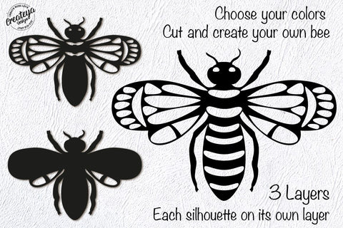 Bee SVG layered 3D template for Cricut project SVG Createya Design 