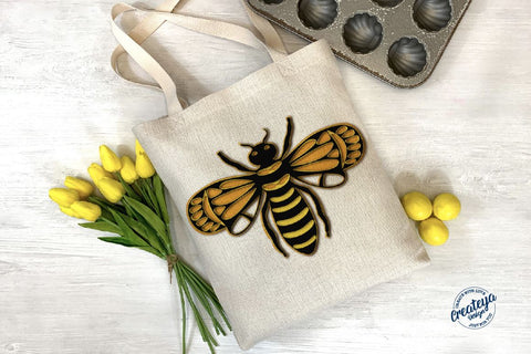 Bee SVG layered 3D template for Cricut project SVG Createya Design 
