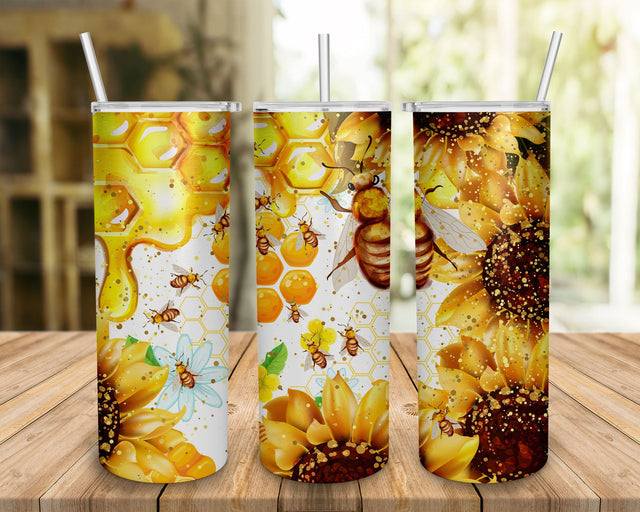 Bee Tumbler 20oz Skinny Tumbler Wrap PNG, Bee Tumbler Sublimation, Skinny 20oz TumblerPNG SVG BOO-design 