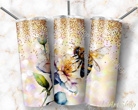 Bee Tumbler Png, 20 Oz Skinny Tumbler PNG Sublimation _HelArtShop_ 