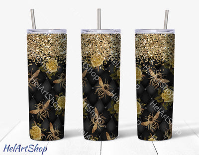 Bee Tumbler PNG Sublimation, Queen Bee SKINNY TUMBLER Png Sublimation _HelArtShop_ 