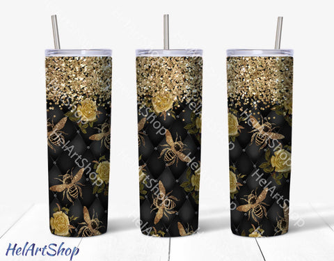 Bee Tumbler PNG Sublimation, Queen Bee SKINNY TUMBLER Png Sublimation _HelArtShop_ 