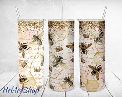 Bee Tumbler PNG Sublimation, Queen Bee SKINNY TUMBLER Png Sublimation _HelArtShop_ 