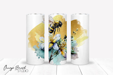 Bee Tumbler Sublimation Design, Bee Tumbler Wrap PNG Sublimation OrangeBrushStudio 