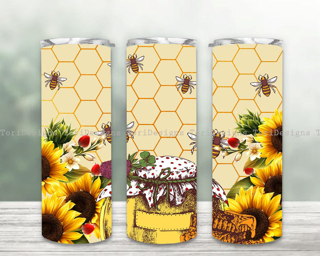 Bee Tumbler Wrap, Sunflowers 20oz Tumbler Wrap PNG, Bee sunflower Tumbler Sublimation ToriDesigns 