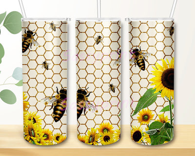 Bee Tumbler Wrap, Sunflowers 20oz Tumbler Wrap PNG Download, Honey Bee Tumbler Sublimation Design Download Sublimation sassyprint 
