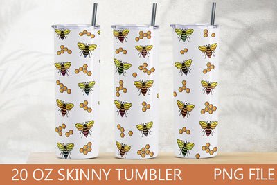 Bee tumbler wrap, Tumbler wrap sublimation with bees, 20 oz skinny tumbler Sublimation AnastasiyaArtDesign 