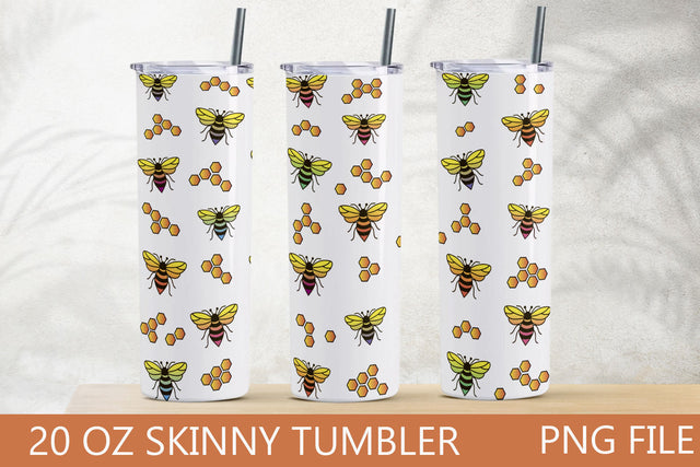 Bee tumbler wrap, Tumbler wrap sublimation with bees, 20 oz skinny tumbler Sublimation AnastasiyaArtDesign 