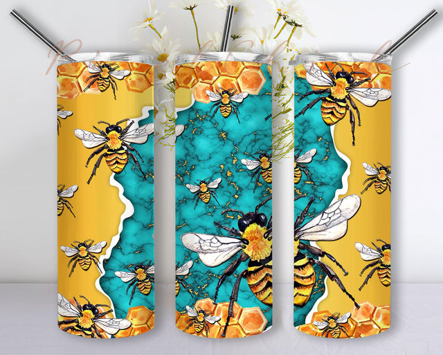 Bee Turquoise Tumbler Png Sublimation Design, Honeycomb Tumbler Png, Bee Tumbler Png, Animal Tumbler Png, Bee Png Digital Downloads Sublimation PixelChick 