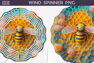 Bee Wind Spinner | Honey Bee Wind Spinner Sublimation WatercolorColorDream 