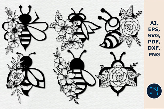 Bee with floral SVG bundle cut file SVG MD JOYNAL ABDIN 
