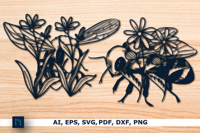 Bee with flower Wall Decor Bundle SVG MD JOYNAL ABDIN 