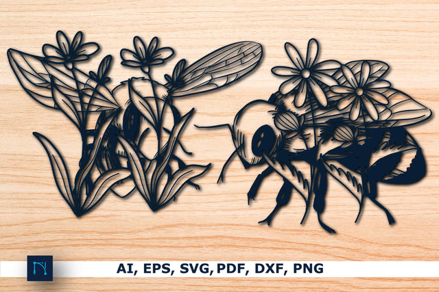 Bee with flower Wall Decor Bundle SVG MD JOYNAL ABDIN 