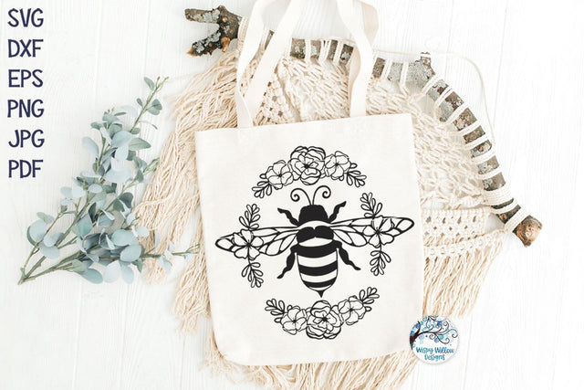 Bee with Flowers SVG SVG Wispy Willow Designs 