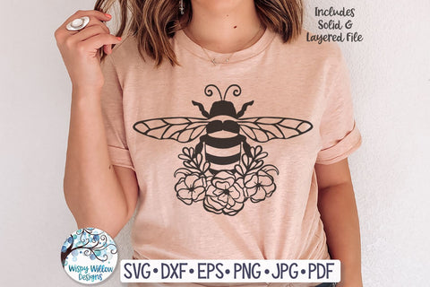 Bee with Flowers SVG SVG Wispy Willow Designs 