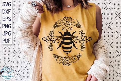 Bee with Flowers SVG SVG Wispy Willow Designs 