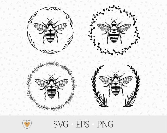 Bee wreath svg, Bee frame svg, Bee png, Svg files for cricut SVG Pretty Meerkat 