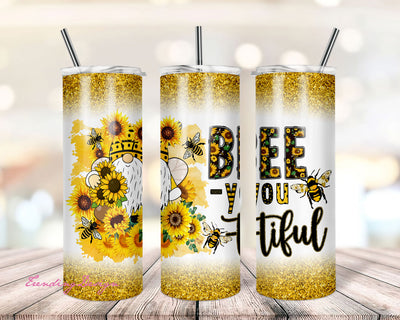 Bee-You-tiful, Bee Gnome Tumbler wrap PNG, Bee Tumbler Design Sublimation TrendingDesign 