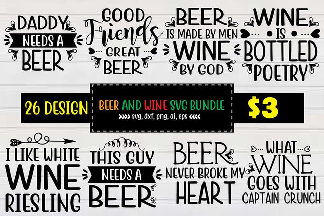 Beer and Wine SVG Bundle SVG shah alam 