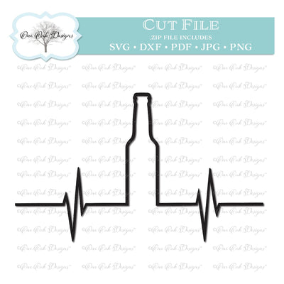 Beer Bottle EKG Heartbeat SVG One Oak Designs 